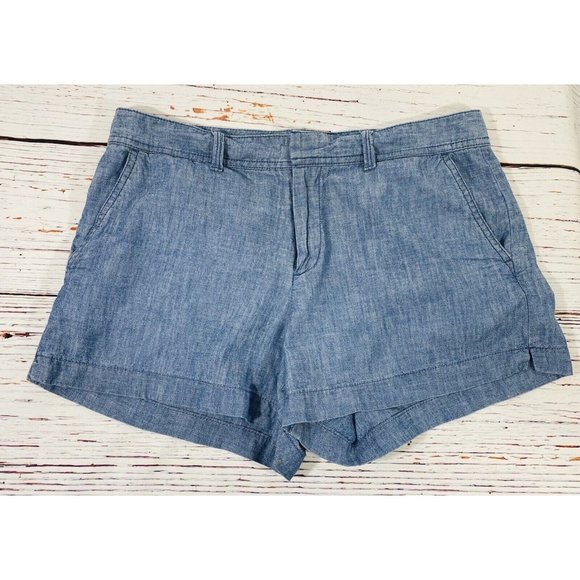 Gap Chambray City Shorts Womens Size 2 Solid Blue Mid Rise 3” Inseam Cotton - Picture 6 of 9
